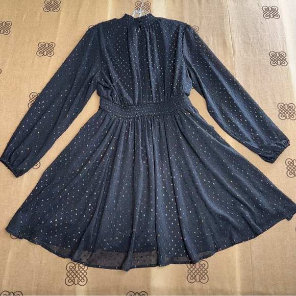 Torrid NWT! Mini Rainbow Clip Dot Blouson Sleeve Dress In Black Size 00 (M/L) - Picture 12 of 15